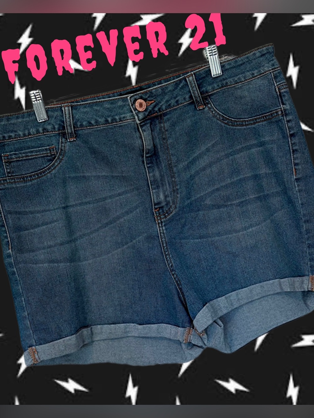 Forever 21 + Blue Denim Roll-Cuff Women's Shorts 18